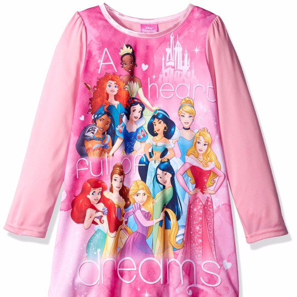 Disney Girls Multi-princess Granny Nightgown Disney Girls Multi-princess Granny Nightgown